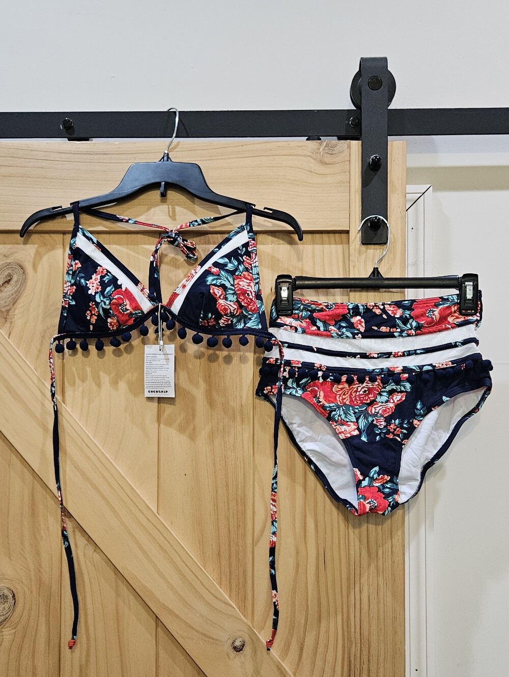 NWT | Cocoship Floral Print Pom-Pom Trim Bikini Set | Size 4